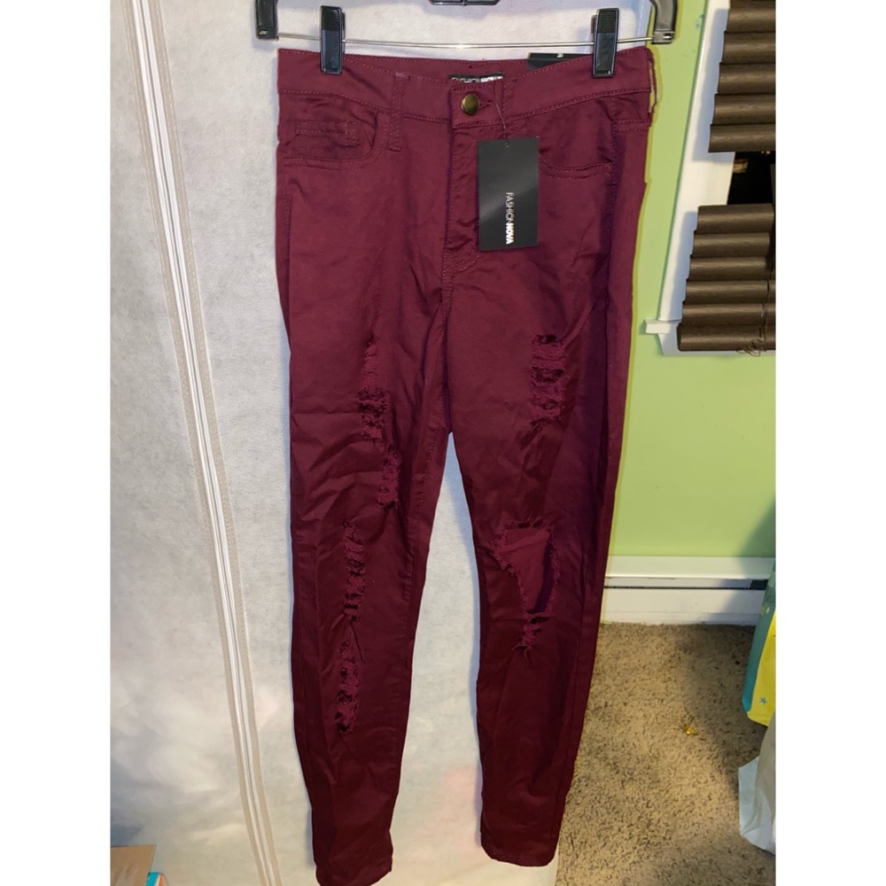 Burgundy fashion nova pants